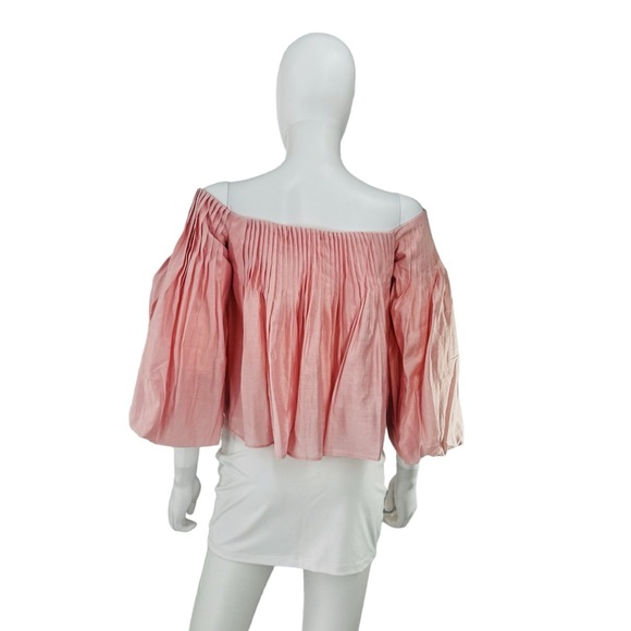 Hyacinth House NEW Light Pink Off the Shoulder Portia Pleated Blouse Size XXS - Picture 6 of 9